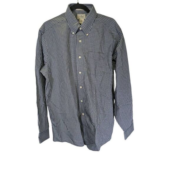 L.L. BEAN Men’s Blue Dress Shirt Long Sleeve Button Down Size Reg L - Picture 1 of 5